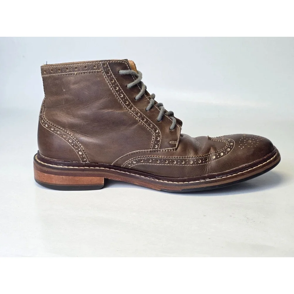 Cole Haan Men's Boots Size 8 M Brown Leather Chukka Oxford Wingtip Lace Up Shoes